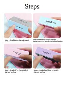 1pc Professional 4 Step Polishing Blocks Multi-Purpose Sponge Nail Polisher Color Polishing Blocks Professional Nail Tools Shiny Nail Polishing Files Manicure Pedicure Nail Care Nail Art 320/600/800/4000 Grit For Polishing Shiny