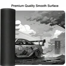 1 件加长酷炫跑车桌面垫 - 耐用、防滑橡胶安装鼠标垫，采用高清绿色虹膜设计，非常适合游戏和办公电脑、笔记本电脑 - 送给游戏玩家的绝佳礼物，桌面鼠标垫 - 黑與白 - 查看 5