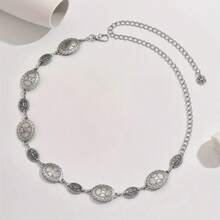 1 pieza Cadena de cintura de estilo vintage occidental boho con flor tallada en metal para mujer, casual y de moda - Oro A - Ver 5