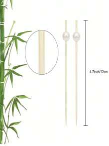 100 Stücke/Set 12cm Bambuspicker, Appetizer Spieße für Getränke, Desserts, Hochzeitsparty Dekorationen, künstliche Perle Mini Lebensmittel Picker