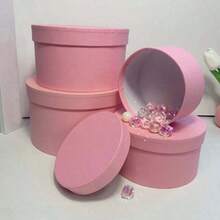 4-Piece Solid Color Round Gift Box Set, Simple Style Stackable Design, Suitable For A Variety Of Occasions Round Gift Boxes Mother's Day Graduation Father's Day Valentine's Day Teacher's Day Christmas Gift Packaging Box - Black - View 9