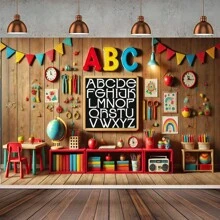 1 pièce Toile de fond d'apprentissage en polyester pour salle de classe, décoration polyvalente sur le thème de l'école, convenant pour la rentrée, les anniversaires, les festivals, utilisation intérieure/extérieure, sans alimentation électrique requise