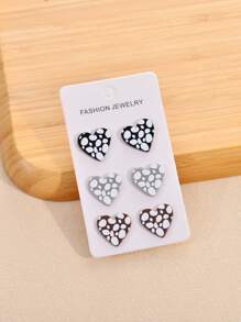 3 Pairs Bohemian Style Acrylic Geometric Print Earrings For Women, Jewelry For Party And Vacation