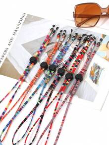 6Pcs Bohemian Style Colorful Hand Woven Glasses Chains, Adjustable Length Fashion Eyeglasses Lanyards, Anti-Lost Fashion Glasses Hanging Ropes, Practical Eyewear Strap Suitable For Travel Fashion Glasses Presbyopic Glasses Daily Outdoor Accessories - Multicolor - View 4