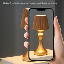 1 pièce Lampe de sirène/champignon rechargeable USB, abat-jour rayé, lampe de chevet à LED rechargeable, lampe d'ambiance, cadeau de décoration de Noël, lampe de bureau minimaliste et industrielle, lampe portable sans fil, 3 températures de couleur, variateur tactile, ambiance chaleureuse pour salle à manger, salon, chambre, bar, café, patio, camping + 1 câble de charge USB