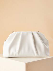 Ví cầm tay cổ điển màu trơn có khóa kéo, túi xách đa năng dung tích lớn, túi da PU thời trang, phù hợp cho nữ, có thể dùng cho đám cưới, tiệc tùng, dạ hội, lễ hội và các dịp khác, ví cầm tay nữ sành điệu. - trắng - Xem 2