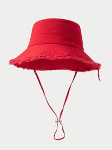 1pc Men's New Summer Outdoor Fashionable Wide Brim Bucket Hat With Rope, Casual Sun-Shading Hat For Daily Wear Men's Sun Hat Summer Hat, Suitable For Summer Outdoor Activities Such As Hiking And Fishing