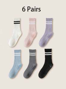 1 para/4 pary/6 par skarpetek do jogi w paski dla kobiet, silikonowe skarpetki antypoślizgowe do uprawiania sportów halowych i fitnessu, do połowy łydki, wiosna/lato