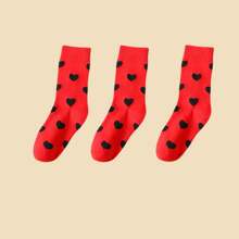 1/5/10 Par de calcetines de media pantorrilla, calcetines negros para mujer, calcetines blancos para hombre, mezcla de poliéster y spándex, calcetines casuales de unicolor para parejas, calcetines románticos con diseño de corazón, calcetines de mujer de alta calidad adecuados para uso diario, como regalo del Día de la Madre, Día del Padre y diversos eventos, para enviar a la familia, parejas, amigos y niños como obsequio festivo