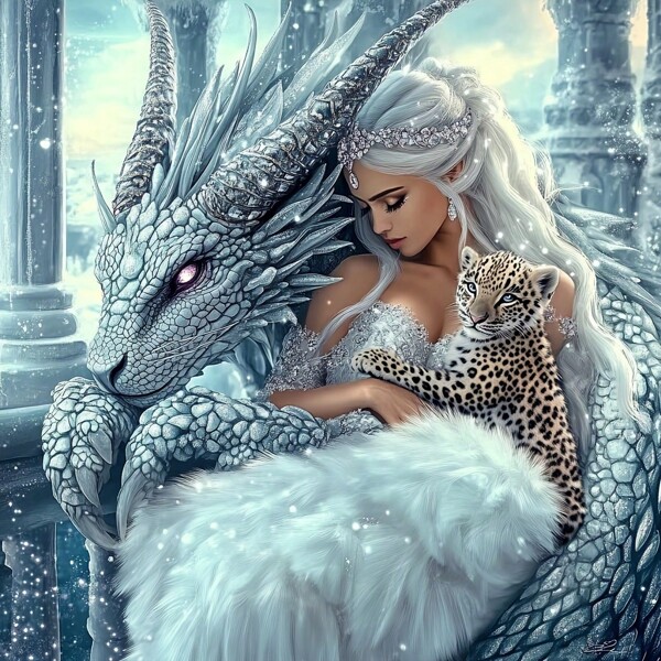1 pieza Kit de Pintura de Diamantes 5D, [30*30cm/11.8*11.8in] o [40*40cm/15.7*15.7in], Patrón de Mujer y Dragón, Adecuado para Principiantes Adultos, Arte de Diamantes en Mosaico DIY, Pintura de Diamantes Hecha a Mano para Decoración de Pared en Sala de Estar, Dormitorio, Oficina, Regalo Sorpresa para Familia y Amigos, Sin Marco
