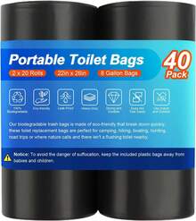 80 Portable Toilet Bags, Camping Toilet Bags,  Bags, Thickened Toilet Waste Bags For 5 Gallon Bucket Toilet, Compostable Bags - 40PCS - View 1