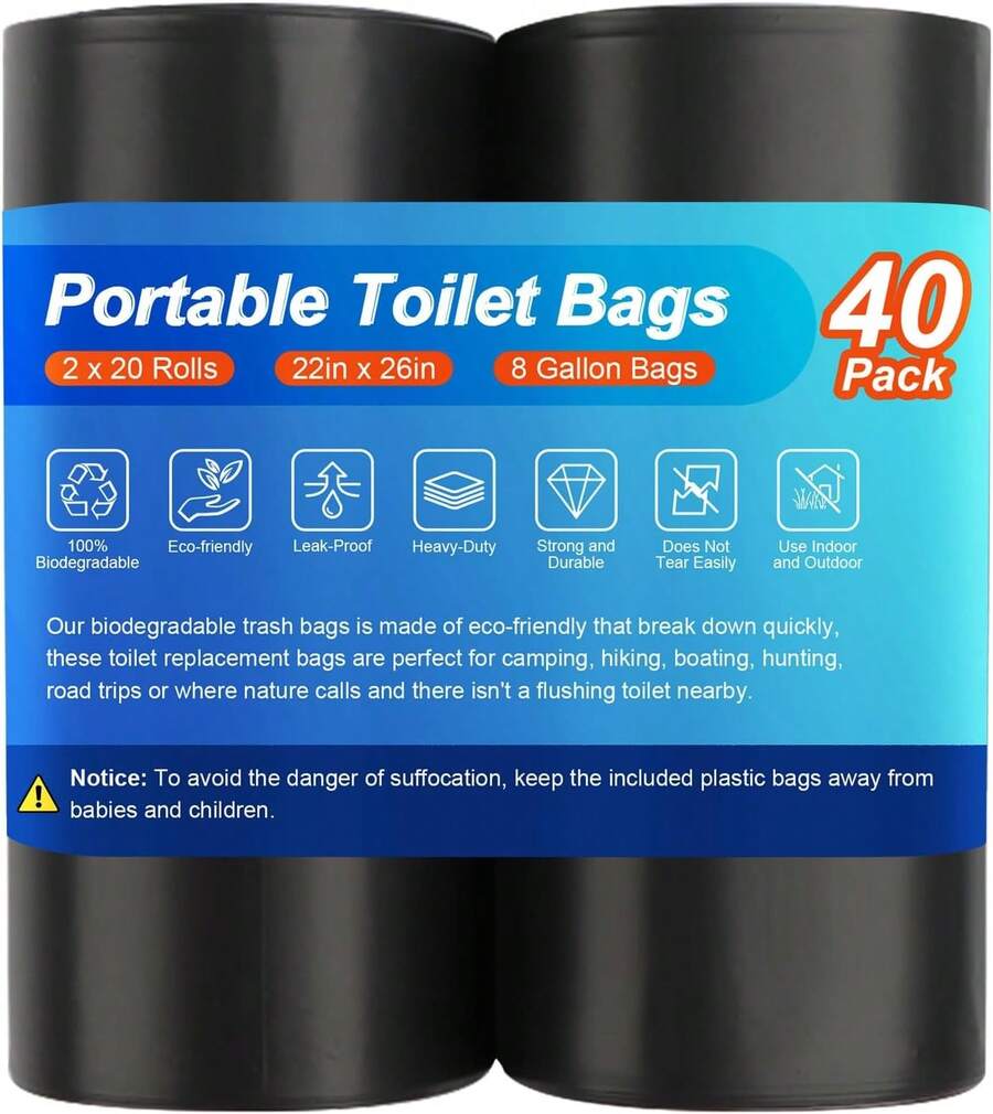 80 Portable Toilet Bags, Camping Toilet Bags,  Bags, Thickened Toilet Waste Bags For 5 Gallon Bucket Toilet, Compostable Bags - 40PCS - View 1