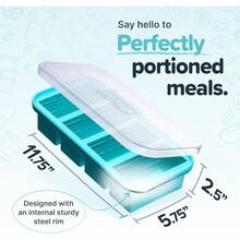 1 Cup Silicone Freezer Molds - Perfect For Freezing Broth, Rice, Leftovers And More - Silicone Freezer Trays With Lids For Meal Prep - Aqua - 2-Pack - Aqua - 查看 2