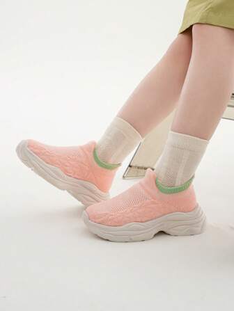 1 Pair Kids Fashion Versatile Comfortable Slip-On Casual Sports Shoes/Socks