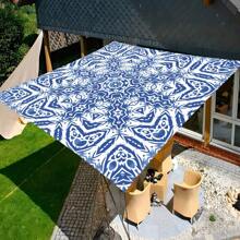 1 Pc Blue Breeze Fresh, Light And Simple Style Outdoor Umbrella Polyester Screen Print Camping, Picnic, Beach Use