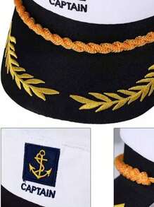 1 pieza Gorro de capitán bordado unisex, gorra de capitana de utilería uniforme, adecuado para accesorios de fiesta