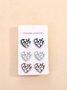 3 Pairs Bohemian Style Acrylic Geometric Print Earrings For Women, Jewelry For Party And Vacation