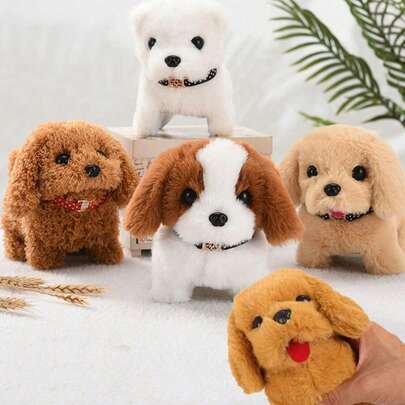 1个电动拉布拉多幼犬玩具 - 互动毛绒宠物，会走路、吠叫和摇尾巴 - 生日、情人节送给男孩、女孩、朋友、长辈和伴侣的理想礼物