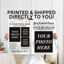 2 st specialtryckta och skickade tidningar (ladda upp din egen design), specialanpassade tidningar för födelsedagar, nya företag, bröllop, pensioneringar, årsdagar - Anpassad tidning - Visa 1