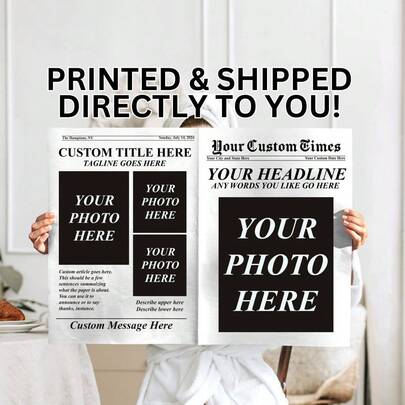 2pcs Custom Printed And Shipped Newspaper (Upload Your Own Design), Custom Newspapers For Birthdays, New Businesses, Weddings, Retirements, Anniversaries