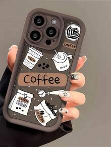 Hand Painted Graffiti TPU Coffee Pattern TPU Shockproof 1pc Brown Coffee Diary Pattern Full Coverage TPU Shock-Resistant Phone Case, Compatible With Apple 16, 15, 14, 13, 12, 11 Pro Max, And Series Waterproof Anti-Fall Scratch Resistant Spring Birthday Gift - Multicolor - View 4