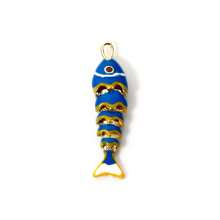1 Pc Brass Ocean Jewelry 3D Fish Animal Movable Pendants 18K Plated Enamel Charms For Necklace DIY Jewelry
