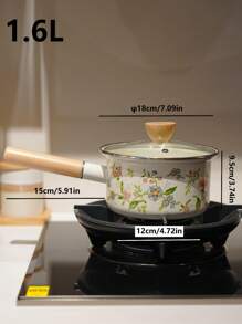 1 Set 1.2L Retro Floral Enamel Teapot, Milk Pot, Lid Cup, Square Pot, Coffee Pot, Handmade Tea Infuser Pot, Household Boiling Water Enamel Pot, Desktop Decorative Enamel Pot, Enamel Pot As Gift For Friends And Elders, Enamel Pot That Can Be Directly Heated In The Kitchen Back To School
