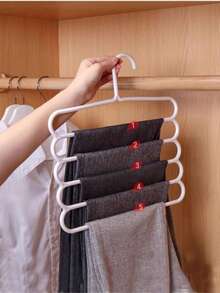 3 Stück Mehrzweck Schrank Hose/Schal Organizer Kleiderbügel, 5-stufiges platzsparendes Plastik Kleiderbügel Gestell, rutschfest, Klamottenhalter, geeignet für Hosen, Röcke, Schals - Zubehör zur Heimorganisation, zufällige Farbe