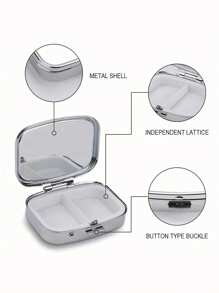 Caja de píldoras de metal color oro rosa - Diseño portátil cuadrado de doble compartimento, de uso dual para joyas y medicamentos, opción de regalo ideal para días festivos