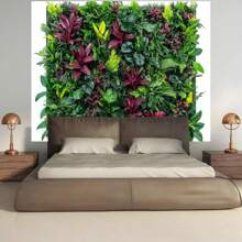 1 pieza de paneles de pared verde artificial 2D - Diseño de hojas tropicales vibrantes, tela de poliéster duradera, sin necesidad de electricidad para uso en interiores/exteriores, perfecto para transmisiones en vivo, fiestas, cumpleaños, bodas, decoración de habitaciones y jardines, paneles decorativos de pared