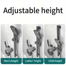 枪灰色淋浴喷头套装，全铜易分离三档浴室淋浴喷头，家用淋浴配件 - 深灰色 - 查看 8