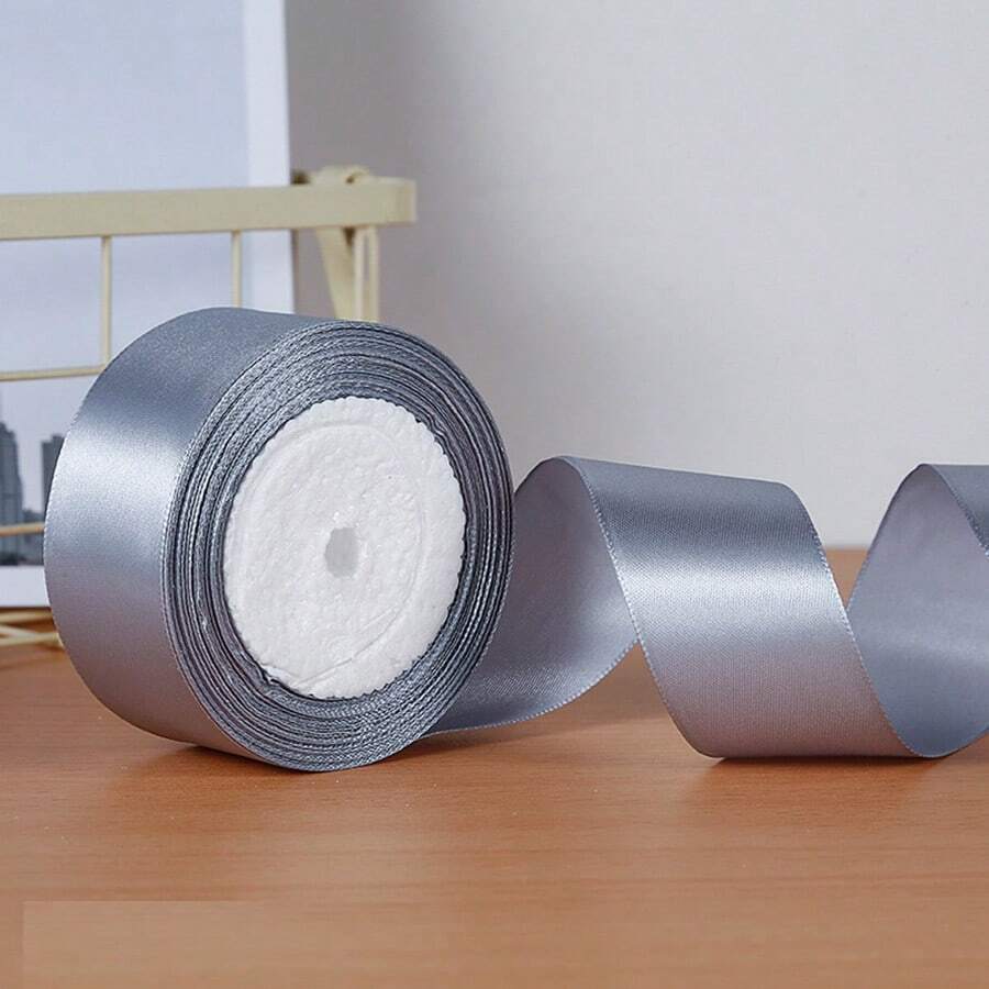 1/5 piezas Cintas de colores para envolver regalos, cinta de satén, cinta de seda, 4cm de ancho, para rosas artificiales hechas a mano, embalaje de regalos - Plateado - Ver 1