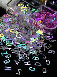 6-Grid Nail Art With 26 Holographic Letter Shaped Sequins, Suitable For Decorative Accessories Such As Fill In The Blanks Nail Supplies Nails Nail Charms Nail Gems