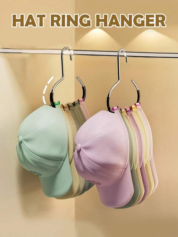 1pc New Cap Hanger Storage Hook, Cap Storage Circular Ring Hanging Hook, For Hanging Baseball Caps, Suspenders, Scarves, Lingerie, Belts In Wardrobe, Multipurpose Hanging Hat Display Rack, Damage-Free Hook