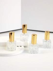 1/4PCS 10ml Rose Gold Perfume Spray Bottle Screw Top Perfume Spray Bottle Water Cube Perfume Sample Bottle Perfume Dispenser Bottle Portable Mini Sprayer, Refillable, Travel Friendly, With Fine Mist Sprayer Back To School