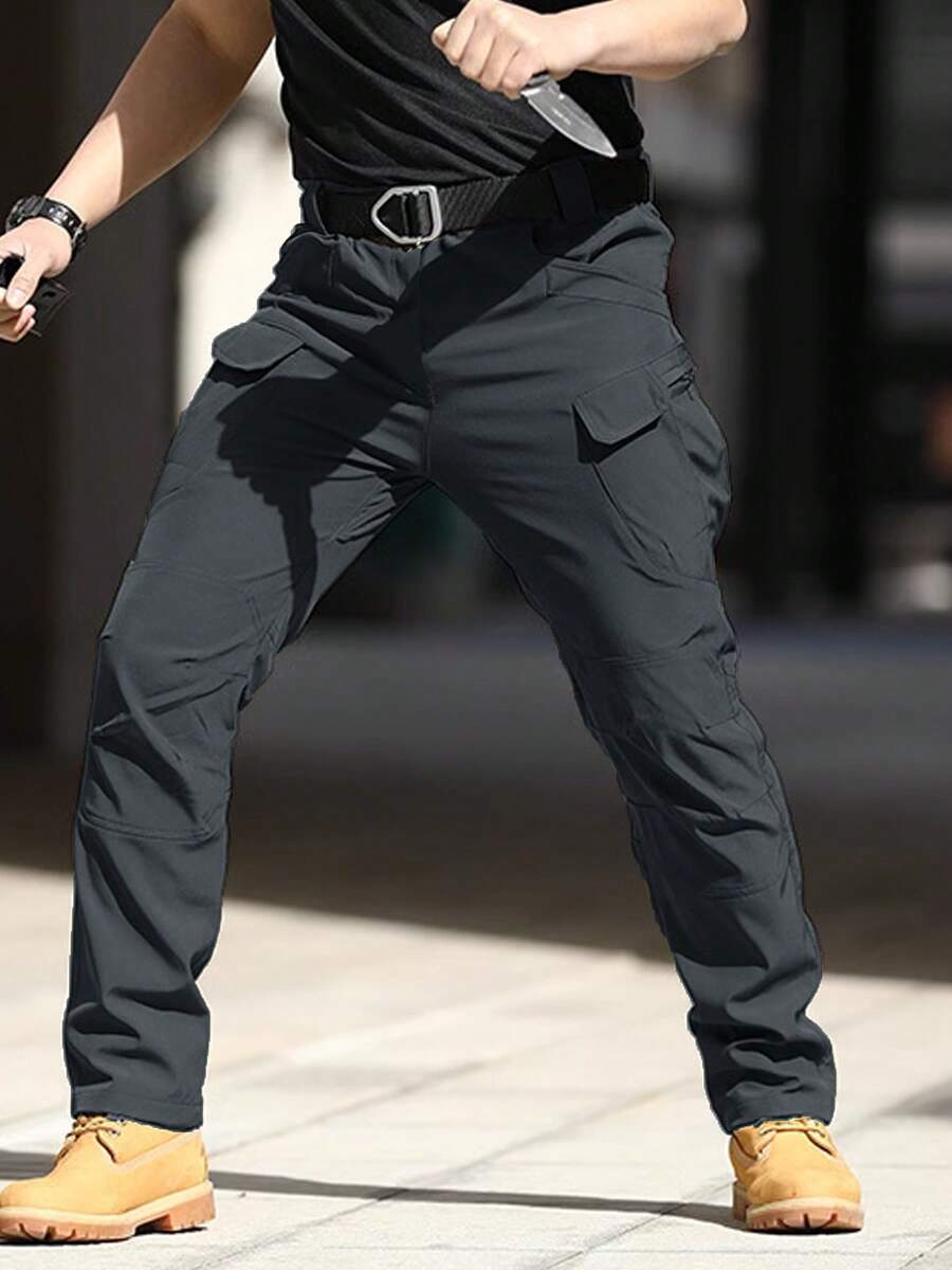 Men's Tactical Pants Outdoor Work Casual Cargo Trousers Waterproof Multi-Pocket Wear-Resistant Outdoor Training Trousers - 灰色 - 查看 1