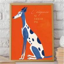 1 件墙壁艺术灵缇犬艺术海报 - 别致时尚的狗狗墙壁艺术 - 永不过时的法国名言宠物爱好者礼物墙饰 - 海报或帆布印刷 - 帆布画艺术夏季假期帆布画 - 适合家居装饰爱好者 - 房间装饰装饰，适用于家居礼物、客厅、浴室、卧室、厨房（无框架） - 彩色 - 查看 1