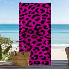 1pc Pink Leopard Print Beach Towel - Extra Large, Super Soft, Quick-Dry, Ultra-Fine Fiber Towel, Suitable For Beach, Pool, Bathroom - Versatile Summer Essential, Beach Blanket, Pool Accessory, Lightweight Fabric Travel Essentials Travel Accessories Beach Essentials - Multicolor - View 9