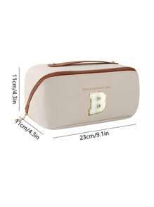 Premium PU Cosmetic Bag Travel Bag,With Letter Cosmetic Storage Bag, Large Capacity Layered Cosmetic Bag Zipper Bag, Portable Travel Organizer Multifunctional Waterproof Bag, Cosmetic Storage Bag, Travel Accessories, Travel Essentials, Cruise Essentials, Jewelry Storage, Lip Oil Storage, Nail Polish Storage, Valentine's Day Gift, Bridesmaid Gift, Birthday Gift, Friend And Teacher Gift, Holiday Gift, Mother Gift,Gift For Women