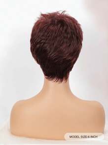 Women Wig 6 Inch Red Short Pixie Cut Synthetic Wig High Density Heat Resistant Fiber Breathable Rose Net Cap Versatile For Daily Party Music Festival Or Carnival