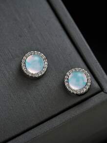 1 Pair Copper Cluster Shape Stud Earrings, Punk Style Shiny Earring Accessories For Men, Suitable For Daily, Vacation, Party Occasions, Birthday & Festival Gifts