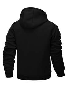 Giacca con cappuccio da uomo, imbottita termicamente, antivento, casual e di moda, giacca esterna spessa per primavera, autunno e inverno, in pile