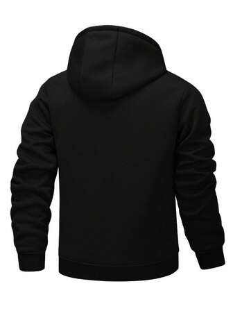 Men's Hooded Jacket Thermal Lined Windbreaker, Casual Fashion Thicken Outerwear For Spring, Autumn & Winter,Fleece