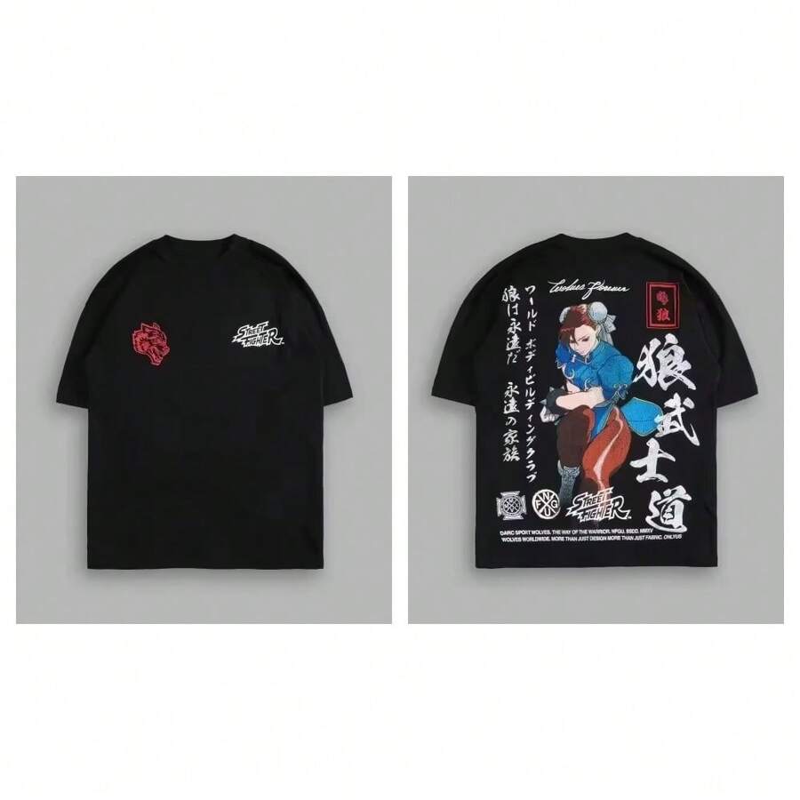 DARC SPORT Brand Cotton Women T-Shirts New Premium NFGU Wolves Hip Hop Oversized Gym Tee Unisex Couple T Shirt DARCSPORT Men Top - Black(黑色)2 - 查看 1