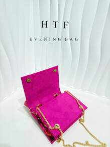 Sequin Embroidered Floral Design Evening Bag, Elegant And Refined Fashion Women's Clutch Bag With Metal Chain, Suitable For Parties, Weddings, Galas, Halloween Celebrations, Colorful Crossbody Bag, Party Bag Perfect For Party Wedding Prom Dinner/Banquet Matching With Holiday Party Dress Evening Bag