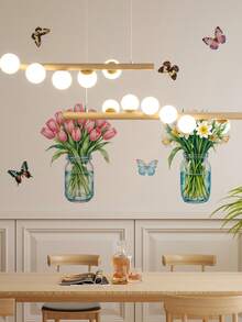 1set Flower Print Wall Sticker, PVC Waterproof Wall Art Decal For Home Decor, Stickers, Wall Decal, Vinyl Decal For Home Decorations, Spring Decoration Items Refresh Your Home, Festival Decoration Stickers Gifts Birthday Graduation Kitchen Decor - Multicolor - View 10