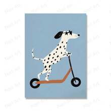 1pc Gift Funny Animals Rabbit Dog Cat Skateboard Posters Prints Wall Arts Canvas Nursery Picture For Baby Room Decor Optional Frame