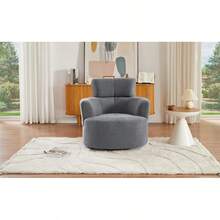 Silla giratoria acolchada de 360° con reposacabezas ajustable para sala de estar, dormitorio, oficina y hotel, gris-9197 - Multicolor - Ver 11