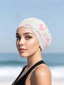 Adult Silicone Swimming Cap, Elegant Butterfly Pattern, Waterproof, Anti-Slip, Comfortable Elastic, Suitable For Short Or Long Hair, Beach Essentials, Beach Accessories, Pool Float