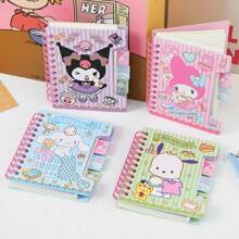 Sanrio 4pcs Sanrio Heat Transfer Spiral Notebook, Cute A7 Planner Book, High-Quality Stationery For Students, School Supplies,Back To School